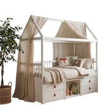 Lottie Bo Peep House Day Bed with Storage Drawers in White