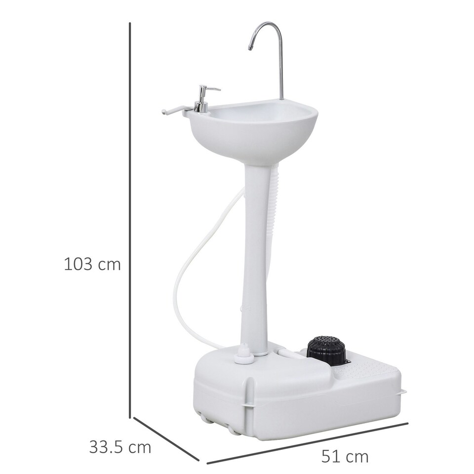 image 1 of Outsunny Portable Camping Sink with Towel Holder & Soap Dispenser Hand Wash