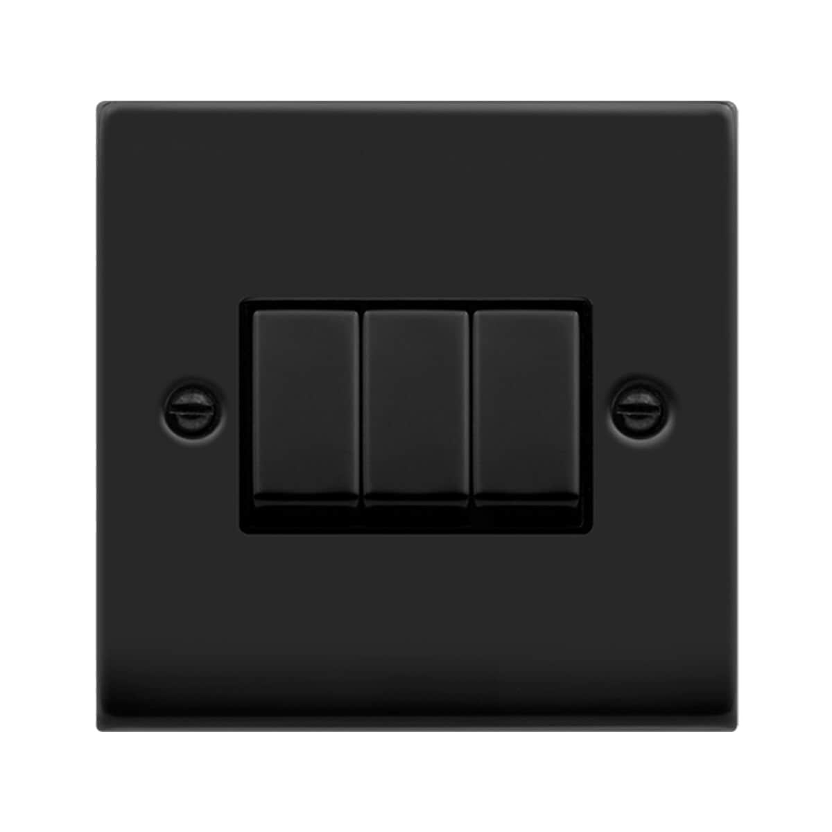 SE HOME Matt Black 10A 3 Gang 2 Way Ingot Light Switch Black Matt Black