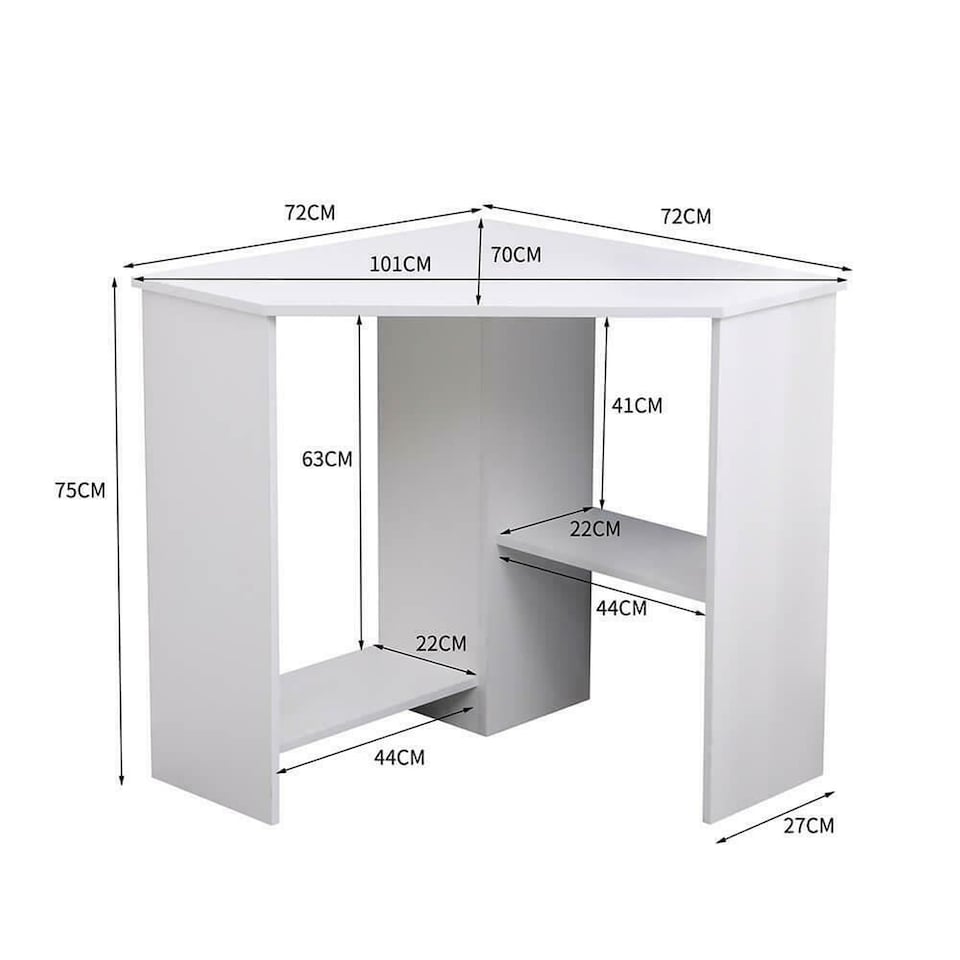 image 1 of Computer Desk PC Laptop Table Corner Home Office Study Gaming | White