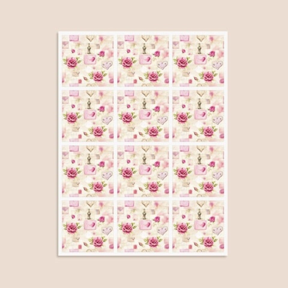 image 1 of Vintage Floral Romance Square Stickers 65mm - Sheet of 12