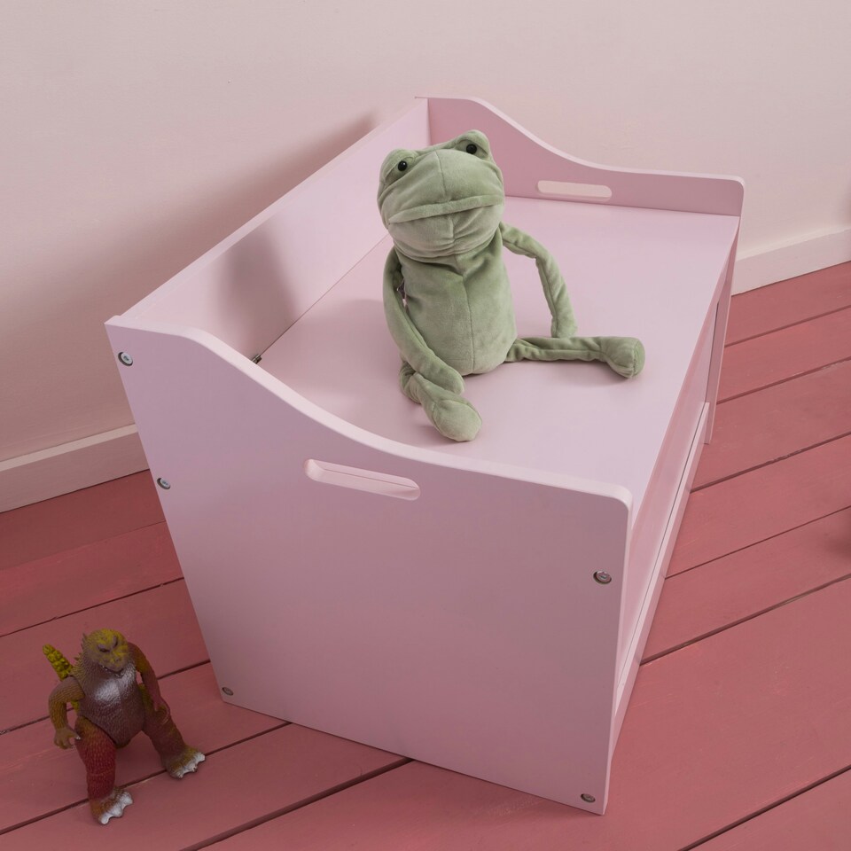image 1 of Lola Toy Box Storage Organiser in Classic White Pink