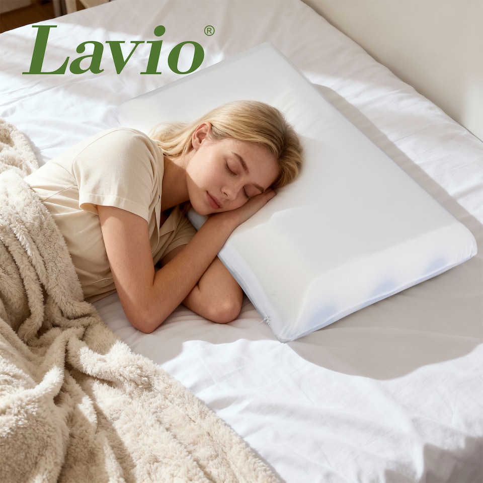 image 1 of Lavio Memory Foam Pillow Contour Orthopedic Neck Support Dual Sided 2 Firmness