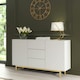 image 2 of White Sideboard with Diamond Pattern Fronts and Gold Legs – 140cm White
