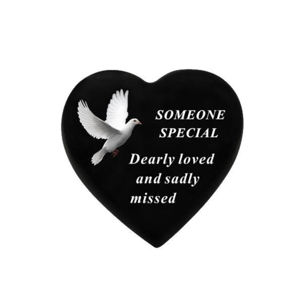 Black Decal Dove Heart 16 x 15cm - Someone Special DF19498-P
