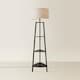 image 4 of ValueLights Hiru Black 3 Tier Shelf Floor Lamp Grey Shade & Bulb | Grey