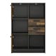 image 2 of Brooklyn Low Bookcase with 2 Doors and 2 Drawers in Walnut and Dark Matera Grey