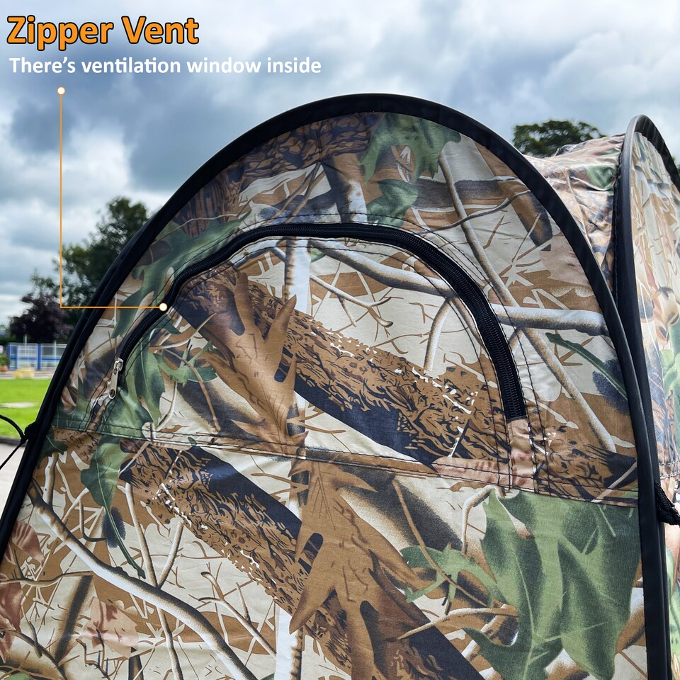 image 1 of Pop-Up Privacy Tent Portable Outdoor Camping Shower Toilet Changing Room Hiking, Camouflage