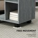 image 5 of C-Shape End Table Unique Storage Unit w/ 2 Shelves 4 Wheels Home Office Grey