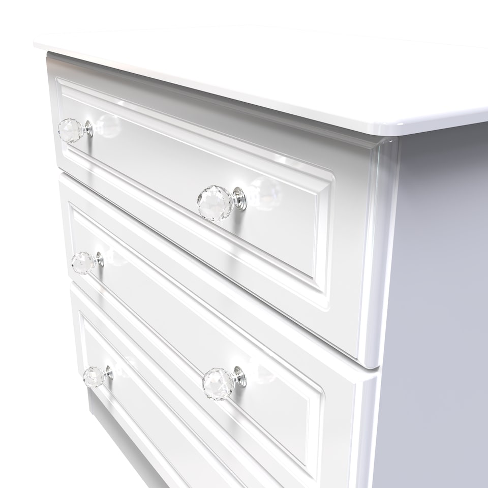image 1 of Stratford 3 Drawer Chest of Drawers in White Gloss & White Matt (Ready Assembled) | White | White Gloss & White Matt