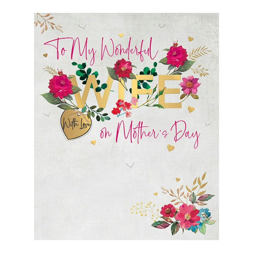 image 1 of Words 'n' Wishes Mother's Day Card to my Wife on Mother's Day, 23 x 19 cms, Multi-coloured