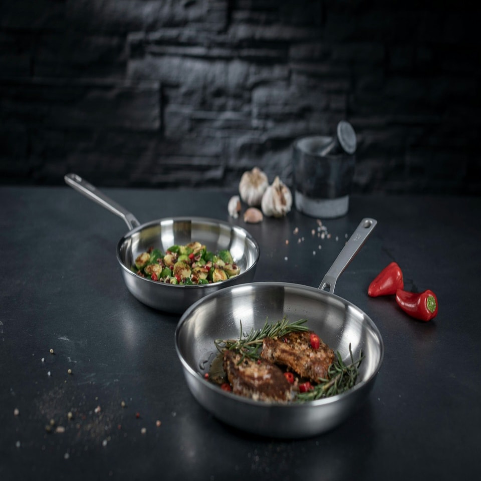 image 1 of CULINARY FIVEPLY Frying pan Set uncoated 24cm/28cm