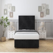 Sloomy Texas Black Naples Ottoman Bed With Mattress With 54" Floor Standing Headboard 6' Super King
