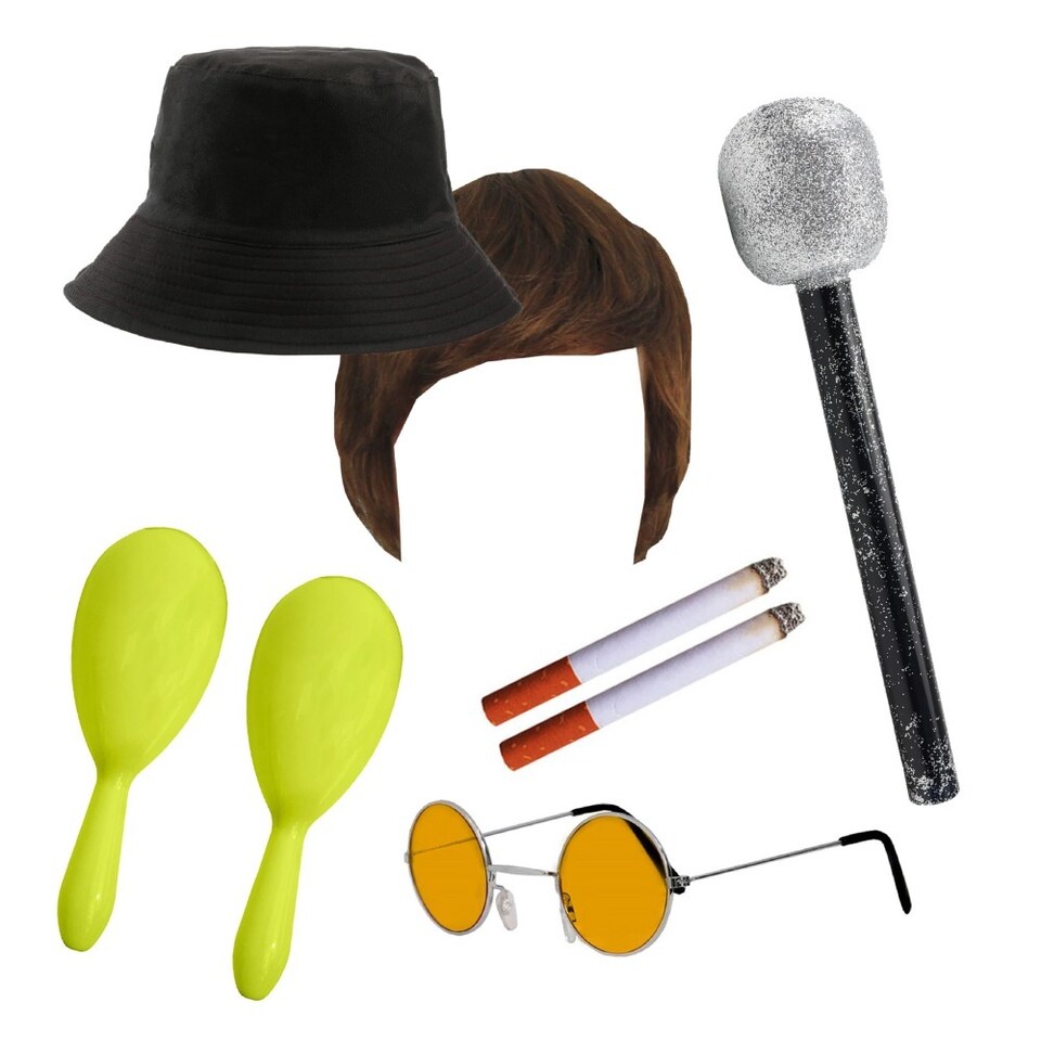 image 1 of Britpop Costume Set 7pc & Mic | Multi | One Size