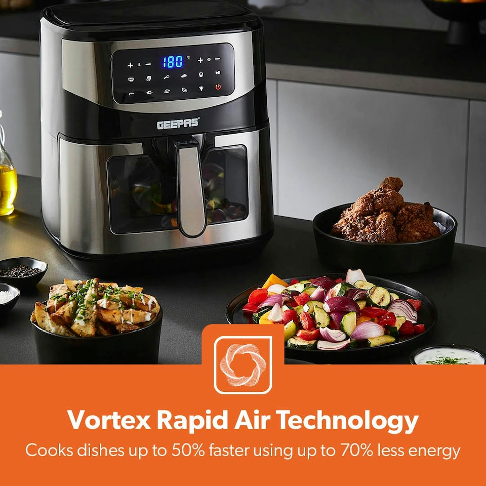 image 1 of GEEPAS Dual Zone Air Fryer - 9L XL Capacity, Silver