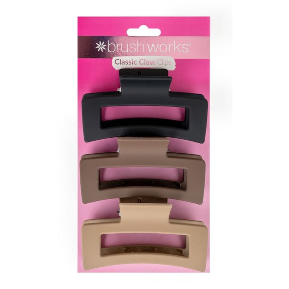 image 1 of Brushworks Classic Claw Clips - 3 Pack | Multi | Black, Brown, Beige