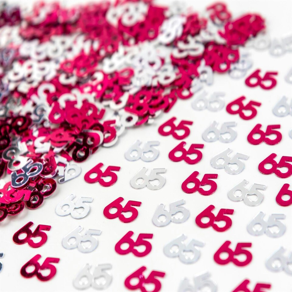 image 1 of 2 Packs of Pink & Silver 65th Confetti (14g)