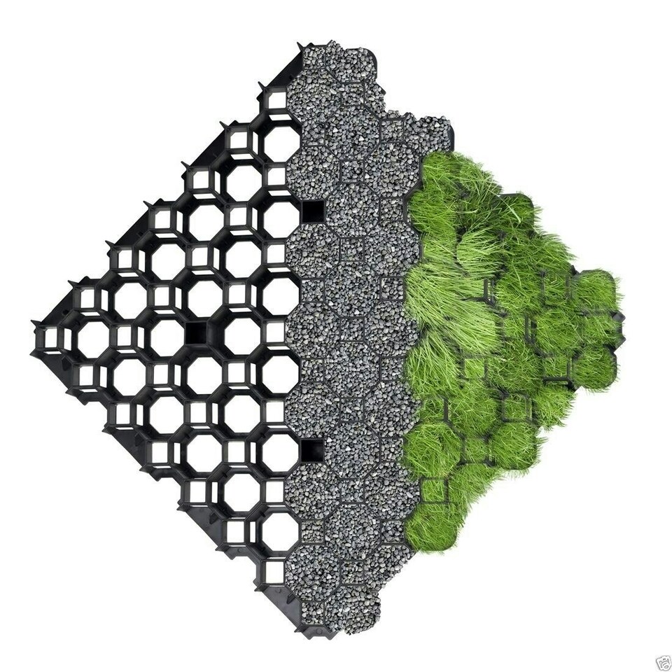 image 1 of True Products TrueGrid Ground Reinforcement Grids Gravel Grass Paving Car Park Drive Path 4 Pack 1sqm approx Black