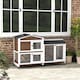 image 2 of PawHut Rabbit Hutch, Bunny Cage Outdoor 2-Tier w/ Wheels & Tray, Brown