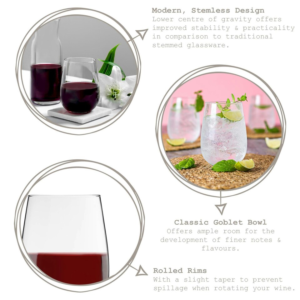 image 1 of LAV Gaia Extra Large Stemless Wine Glasses - 590ml - Clear - Pack of 6 Clear