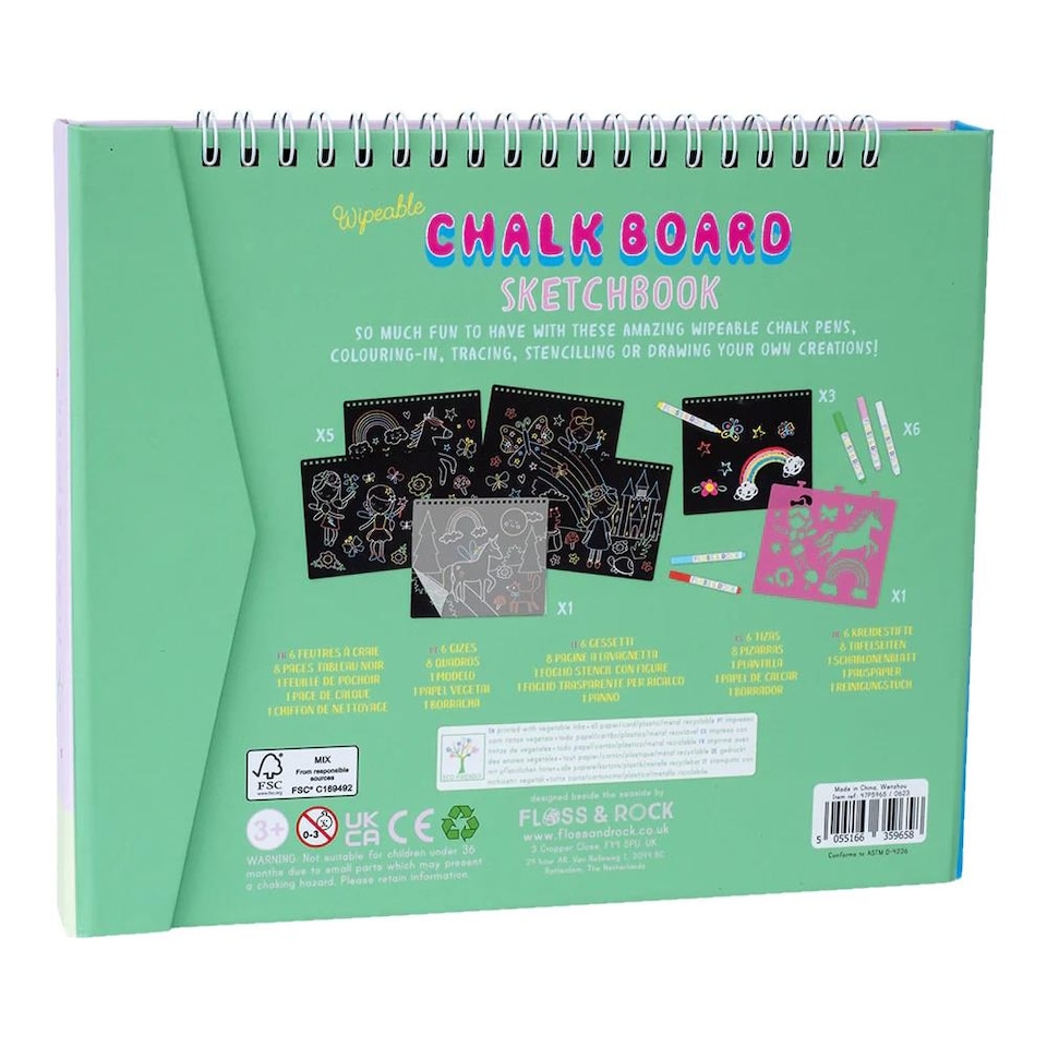 image 1 of Wipeable Chalk Board Sketchbook - Rainbow Fairy