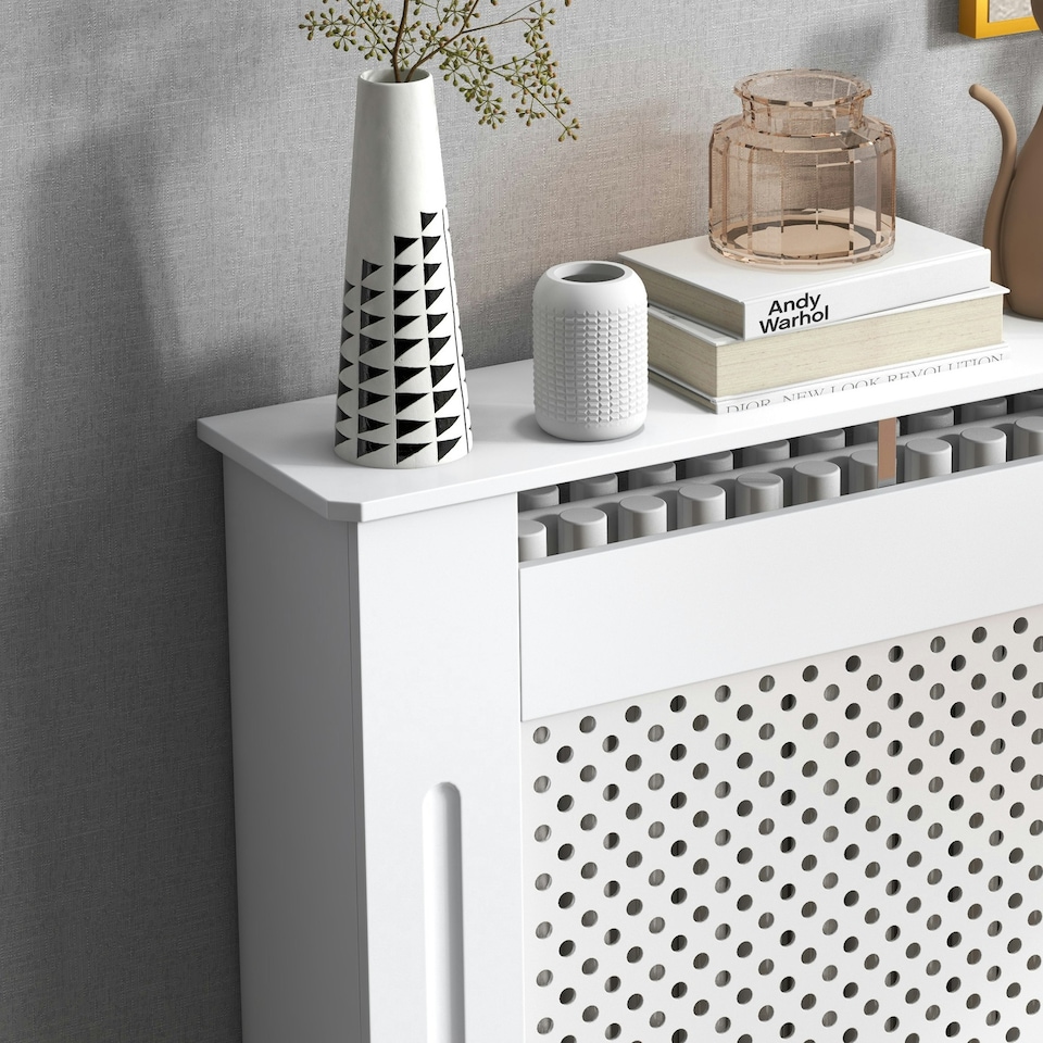 image 1 of HOMCOM Radiator Cover Heating Cabinet Solid MDF Small Sized White Modern Home