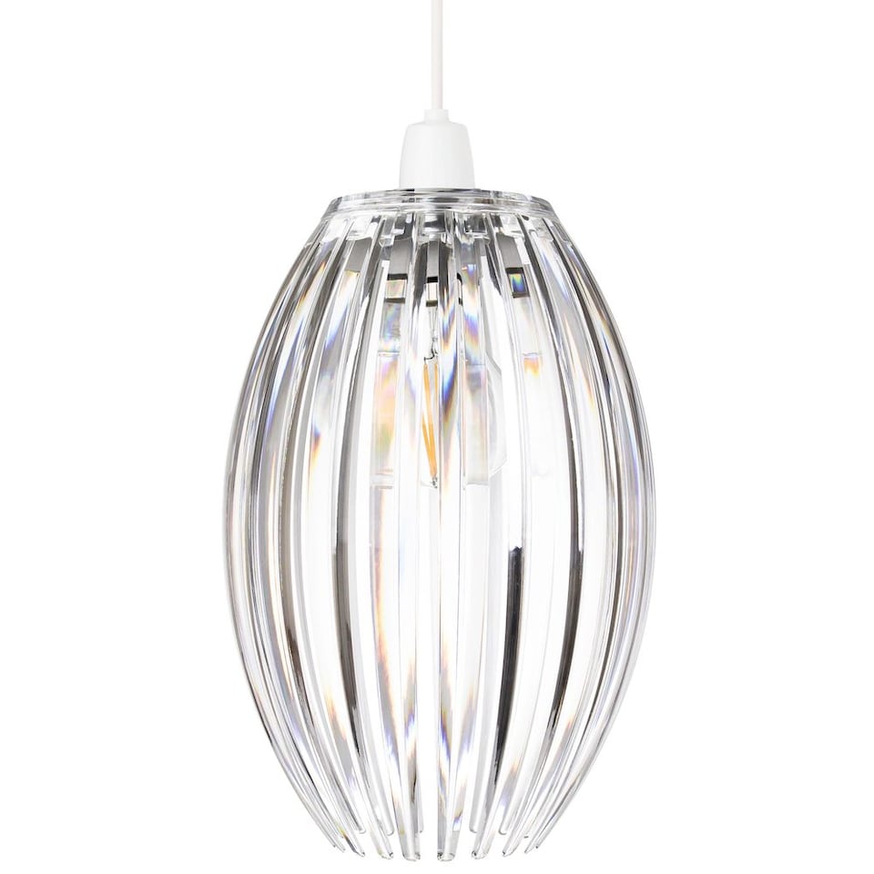 image 1 of Modern Designer Easy Fit Pendant Shade with Beautiful Clear Acrylic Curved Rods | Clear | Transparent | 1