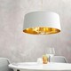 image 2 of Harvey 3 Light Ceiling Pendant Satin Brushed Gold, Vintage White Silk Effect, E14