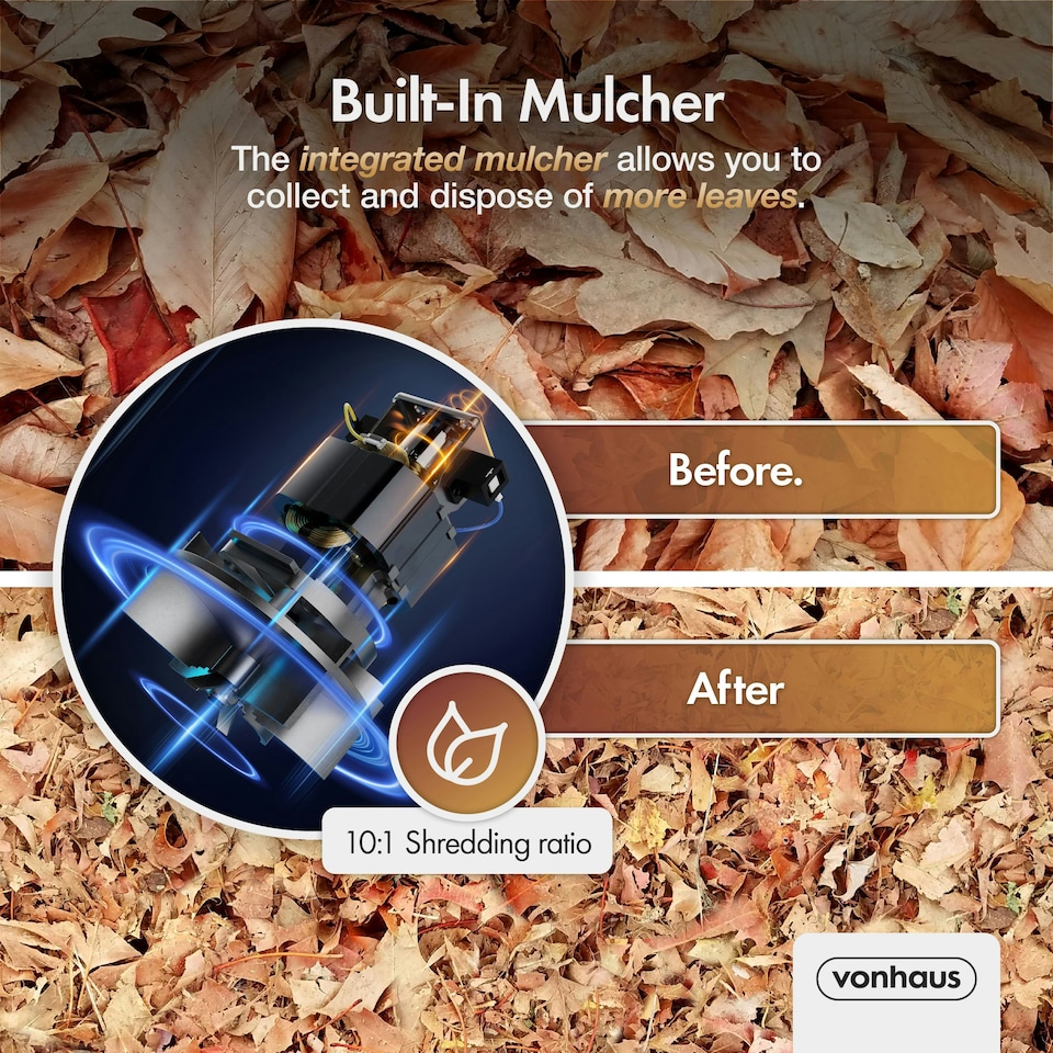 image 1 of VonHaus Leaf Blower and Vacuum with Mulcher & 10m Cable
