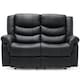 image 3 of Seattle 2 Seater Manual High Back Bonded Leather Recliner Sofa (Black)