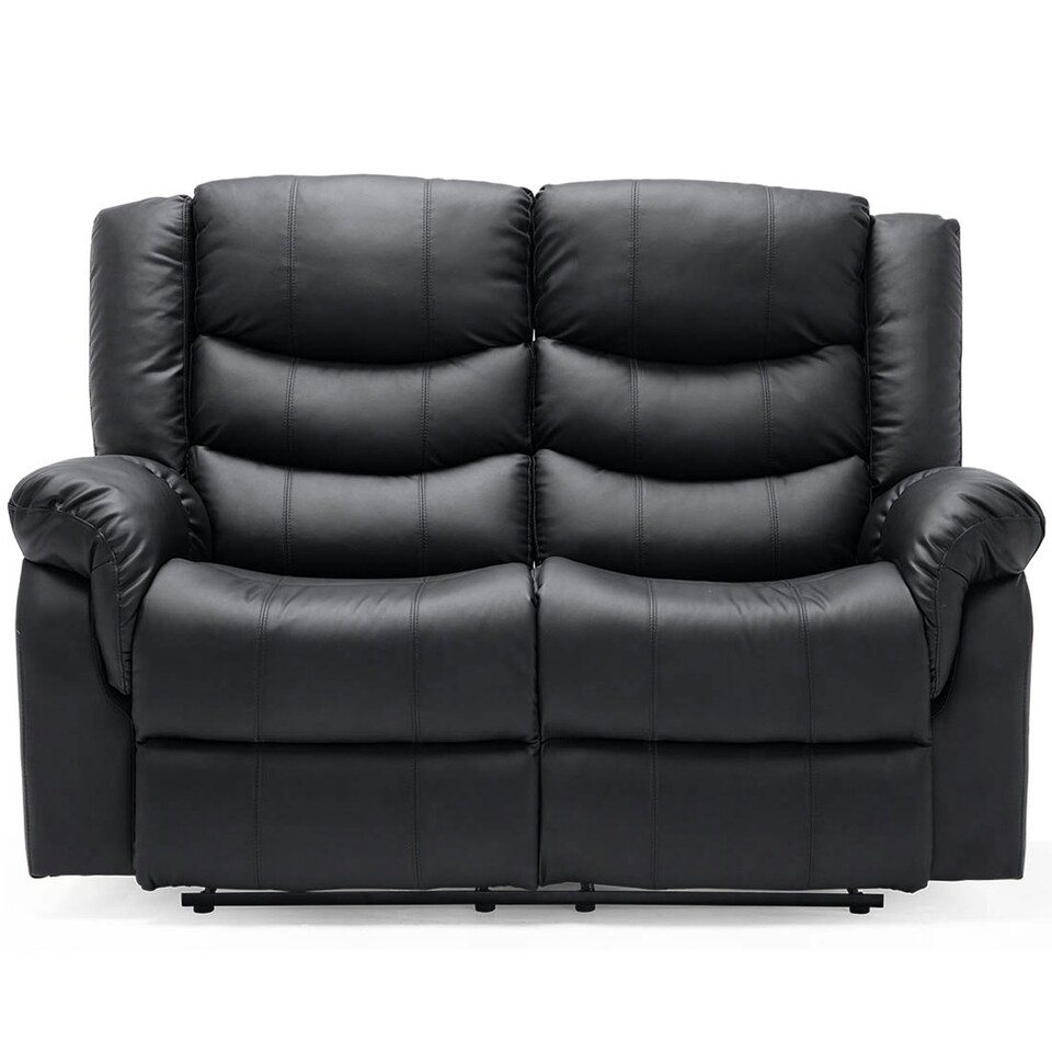image 1 of Seattle 2 Seater Manual High Back Bonded Leather Recliner Sofa (Black)