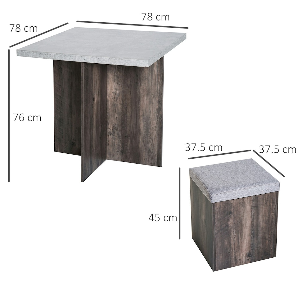 image 1 of HOMCOM Dining Table w/ 4 Ottomans Seats Kitchen Home Furniture Set Modern Style