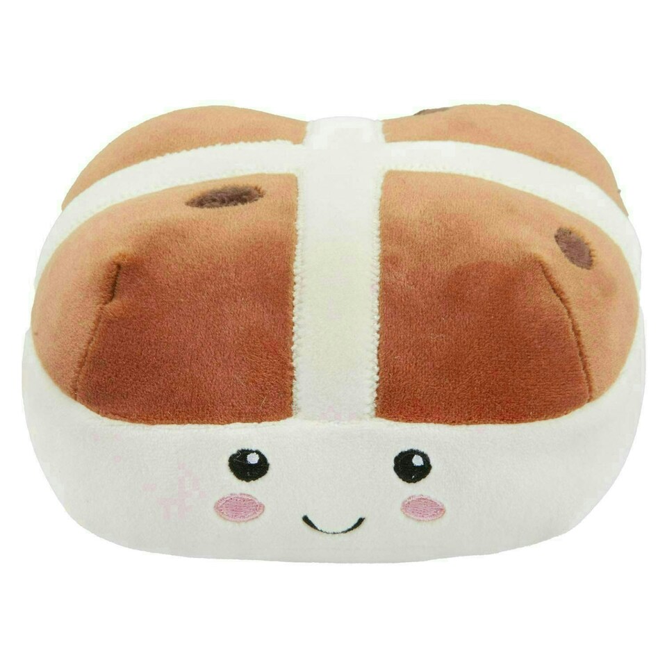 image 1 of Hot Cross Bun Soft Toy Food Themed Cute Plush Cuddly Fluffy 16cm Multi-Coloured