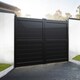 image 1 of Double Swing Gate 3250x1800mm - Aluminium - Horizontal Solid Infill and Flat Top - Black Black