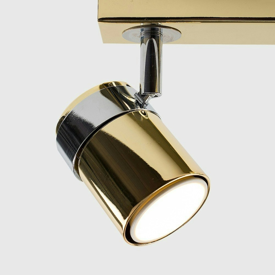 image 1 of ValueLights 3 Way Adjustable Chrome And Polished Gold Effect Straight Bar Ceiling Spotlight