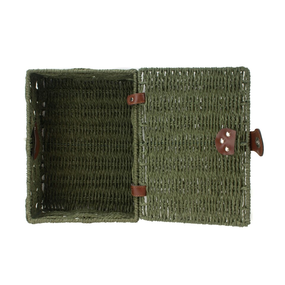 image 1 of Extra Large Green Woven Paper Rope Hamper | Green | Green