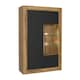 image 1 of Display Cabinet Sideboard Storage Unit Oak Matt Body Black Matt Doors Glass Shelves Modern Cupboard 140cm