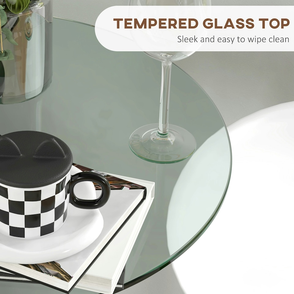 image 1 of HOMCOM Round Bar Table for 2 People, High Pub Table with Glass Top