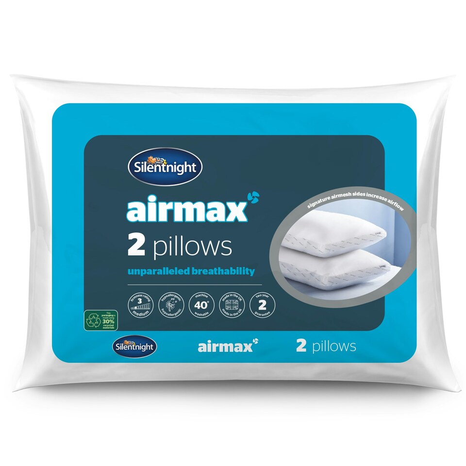 image 1 of Silentnight Airmax Medium Support Pillows, 2 Pack