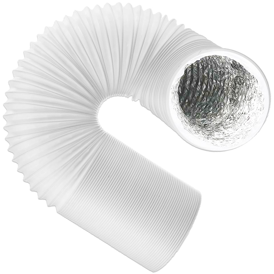 image 1 of SPARES2GO Universal Cooker Hood Extractor Vent Hose PVC Aluminium Foil Insulated Duct Outlet Pipe (5" x 2.5m)