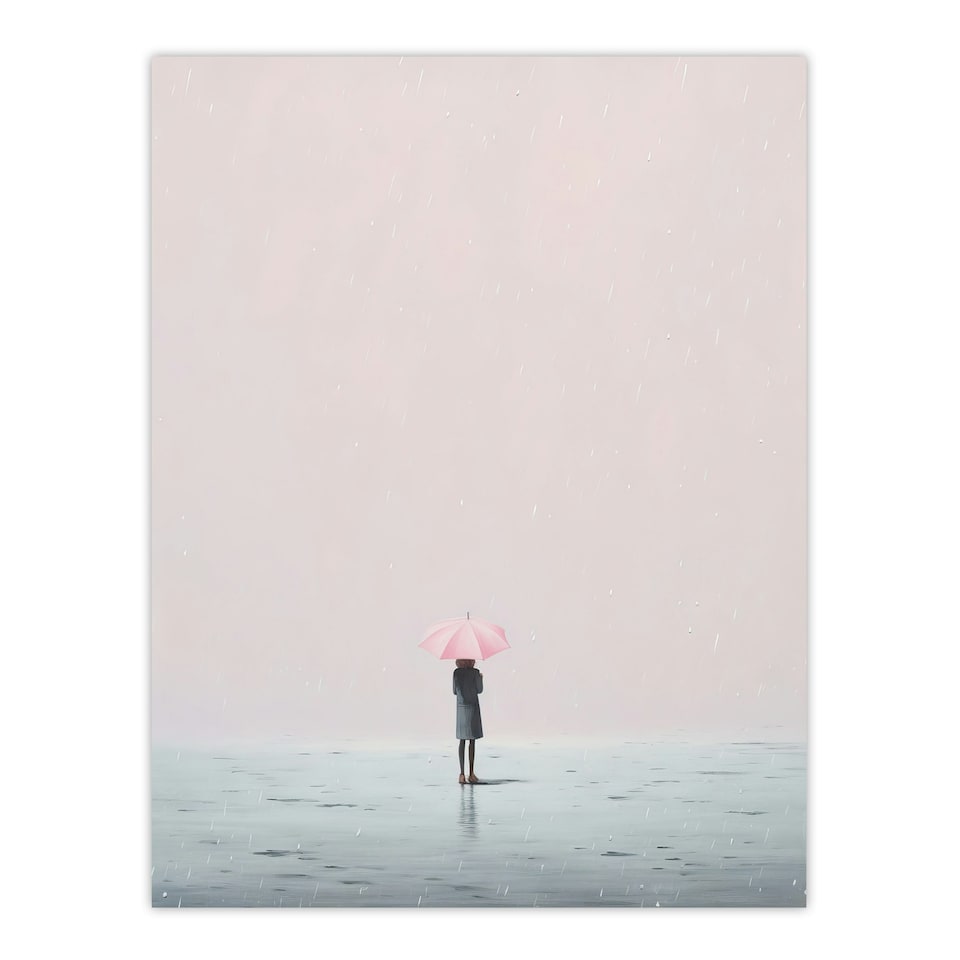 image 1 of Alone No 1 Minimalist Soft Pastel Peaceful Black Framed Wall Art Print A4