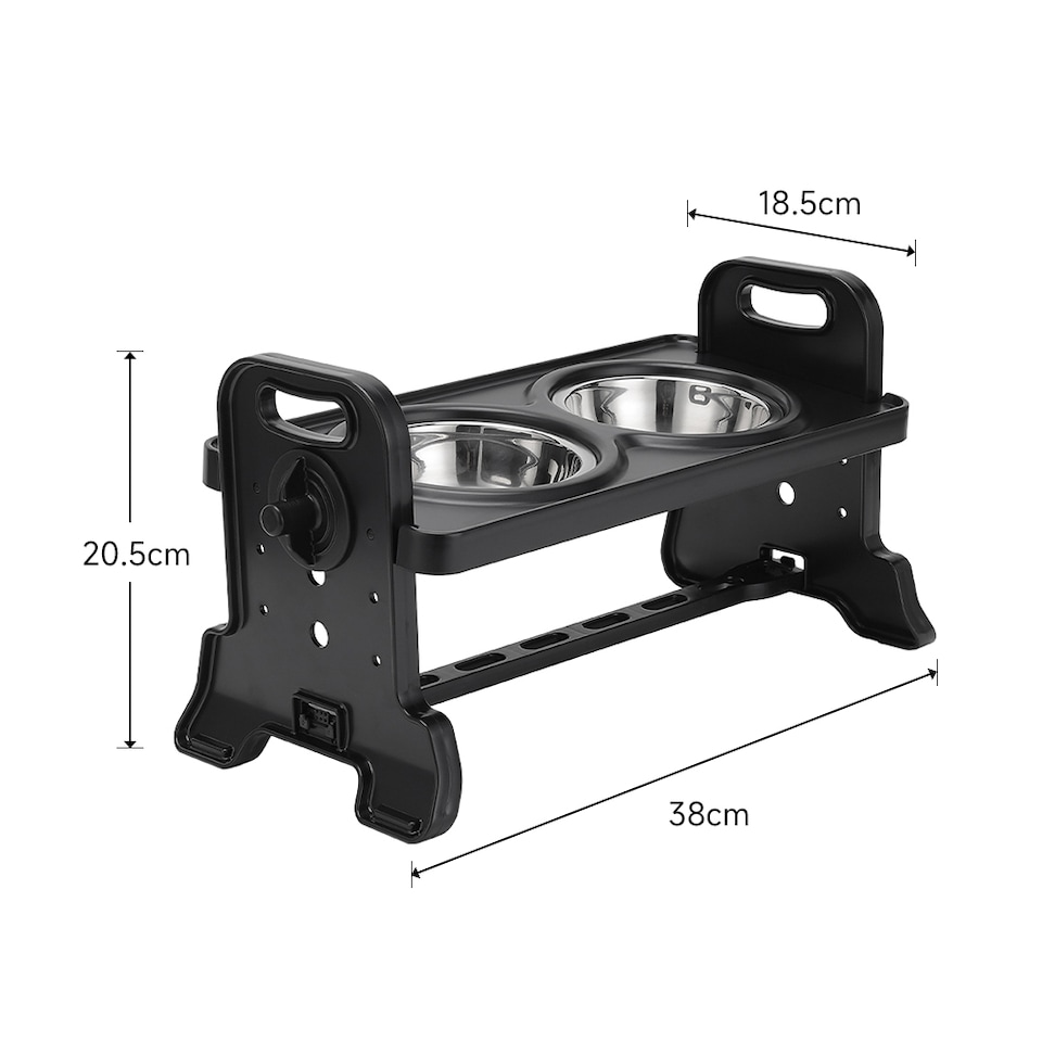 image 1 of Living and Home Adjustable Height Pet Bowl for Dogs & Cats – Ergonomic, Non-Slip Feeding Station | Black