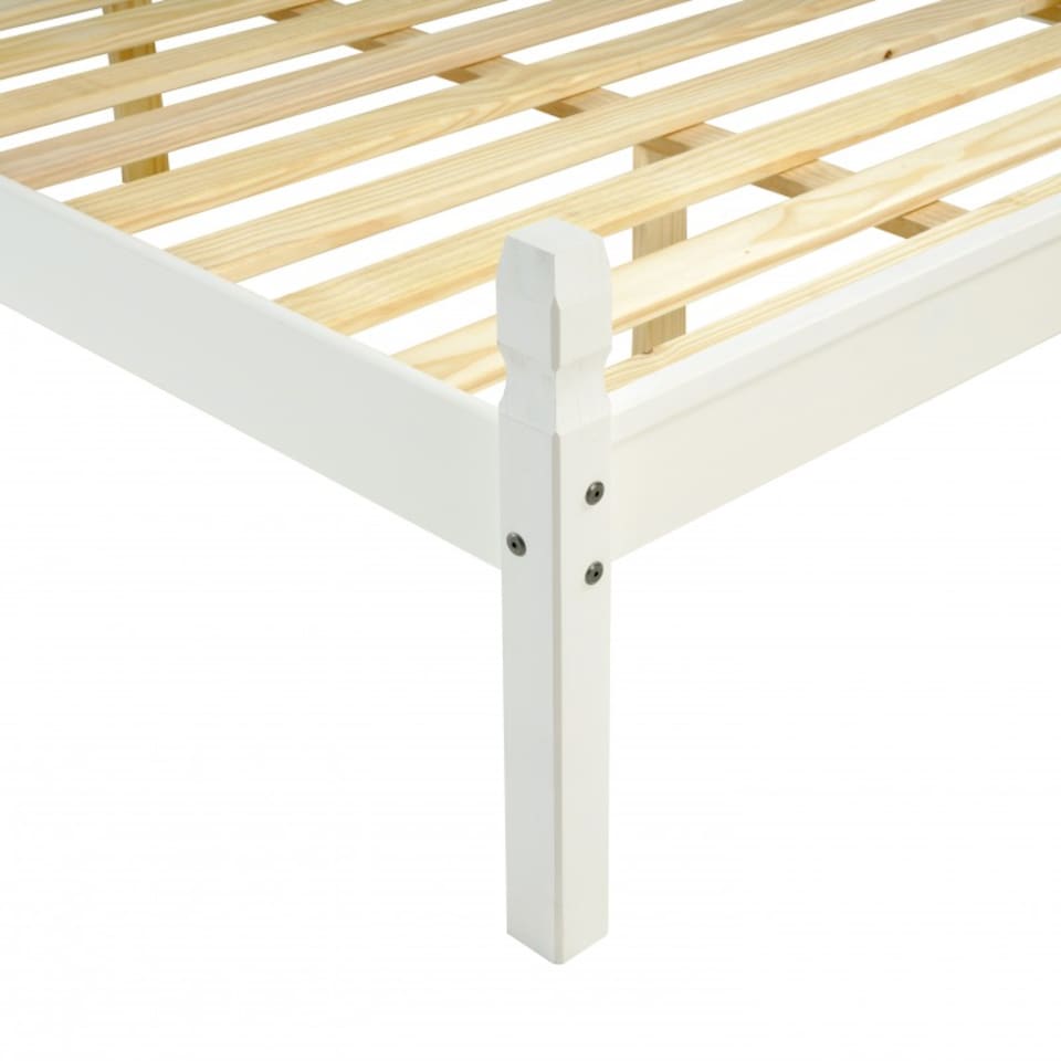 image 1 of Mercers Furniture Corona White 4'6" Double Low End Bed Frame Solid Wood Pine Wooden Bedroom 4ft6 with Mexican Styling