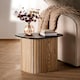 image 1 of OHS Ribbed Round Oval Home Living Room Modern Decor Coffee Side End Table Multi | Light Wood and Black