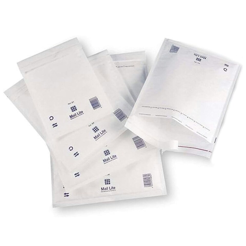 image 1 of 500 x White Mail Lite A/000 (110 x 160mm) Padded Postal Bubble Lined Envelopes White | One Size