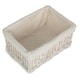 image 4 of Medium White Wash Wicker Storage Basket with White Lining | White | White