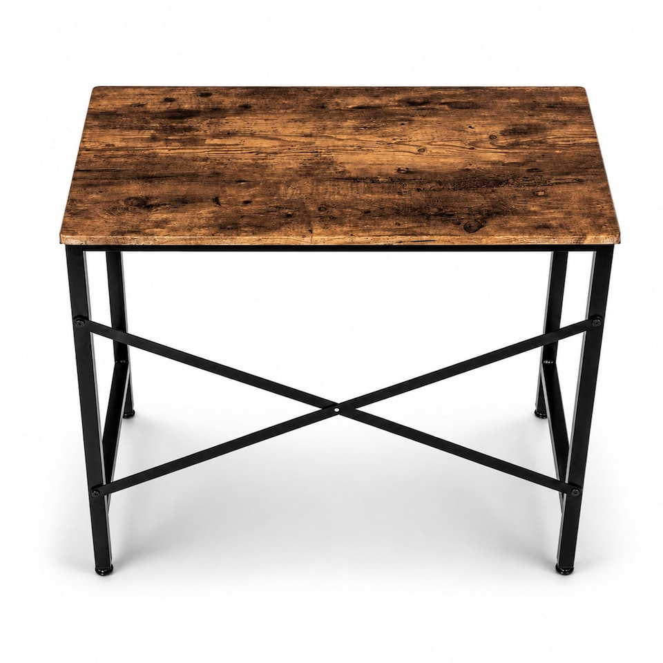 image 1 of 80cm Heavy Duty Industrial Writing Computer Desk Home Office Worktop Table | Brown