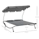 image 7 of Outsunny Garden Double Hammock Sun Lounger Day Bed Canopy W/ Stand & 2 Pillows