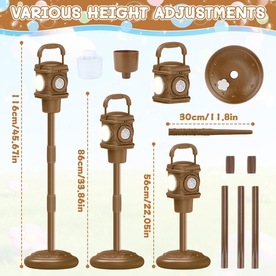 image 1 of Bubble Street Lamp for Kids with Lights, Sounds, Remote Control & Adjustable Height - Outdoor Bubble Toy 3+