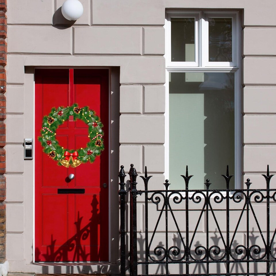 image 1 of 38Cm Metal Wreath Hanger Red - Adds a Festive Touch to Any Door